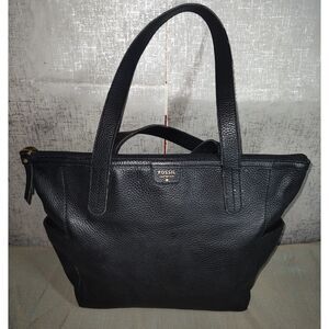 Fossil Black Leather Tote Bag